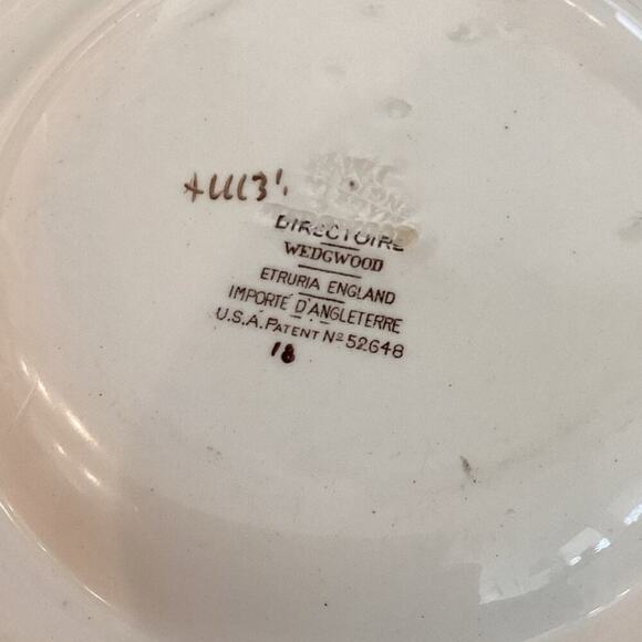 Vtg Wedgewood Directoire Luncheon Plate Bread Butter White Yellow Fruit Basket - Picture 6 of 8